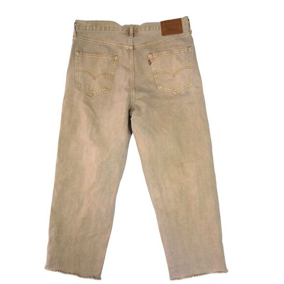 Levis JEANS MEN 34x34 PREMIUM Stay LOOSE HEMP COTTON BLEND TAN Straight Leg LOGO - Picture 2 of 10